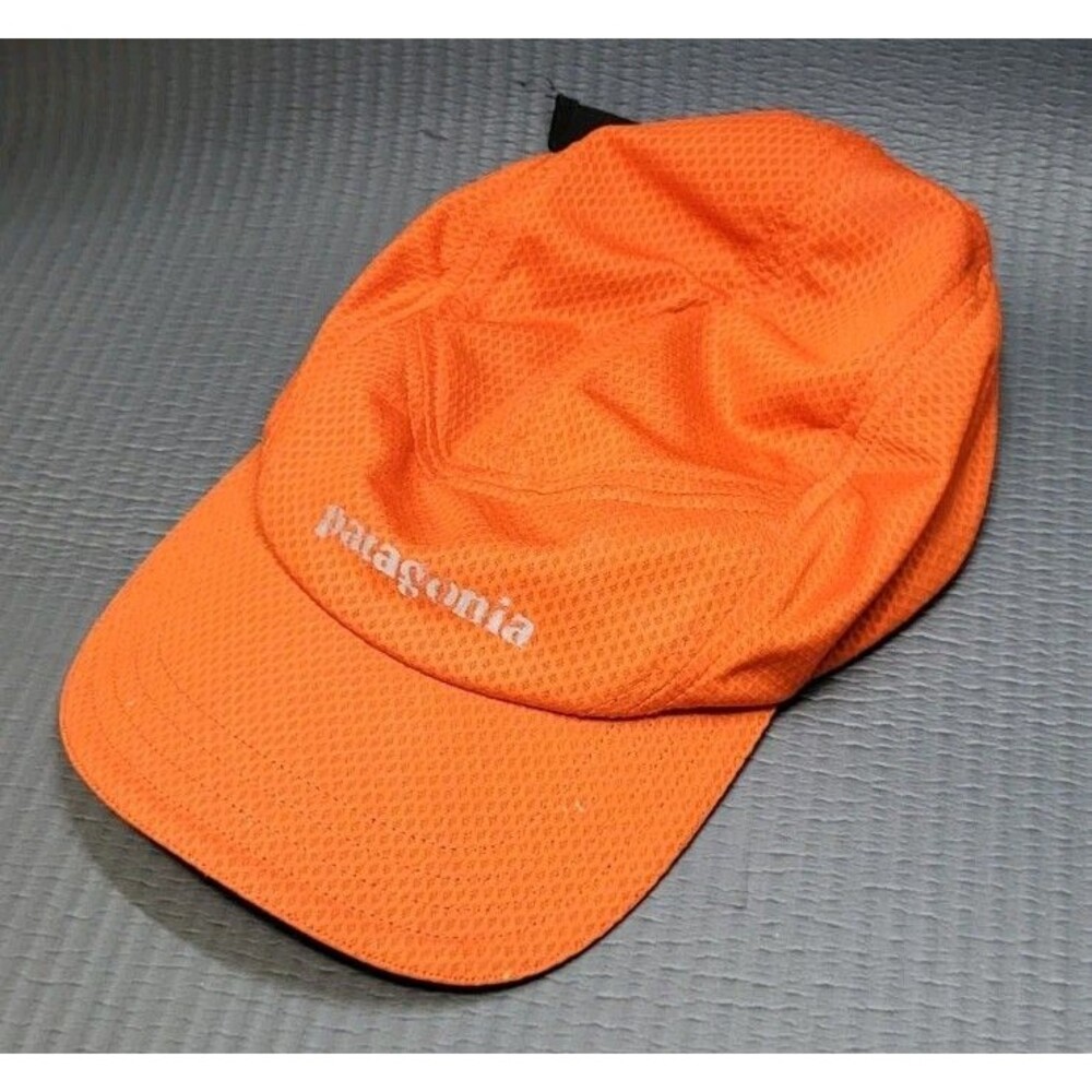 Patagonia Duckbill Hat Running Athletic Unisex Cap Orange Clip Back